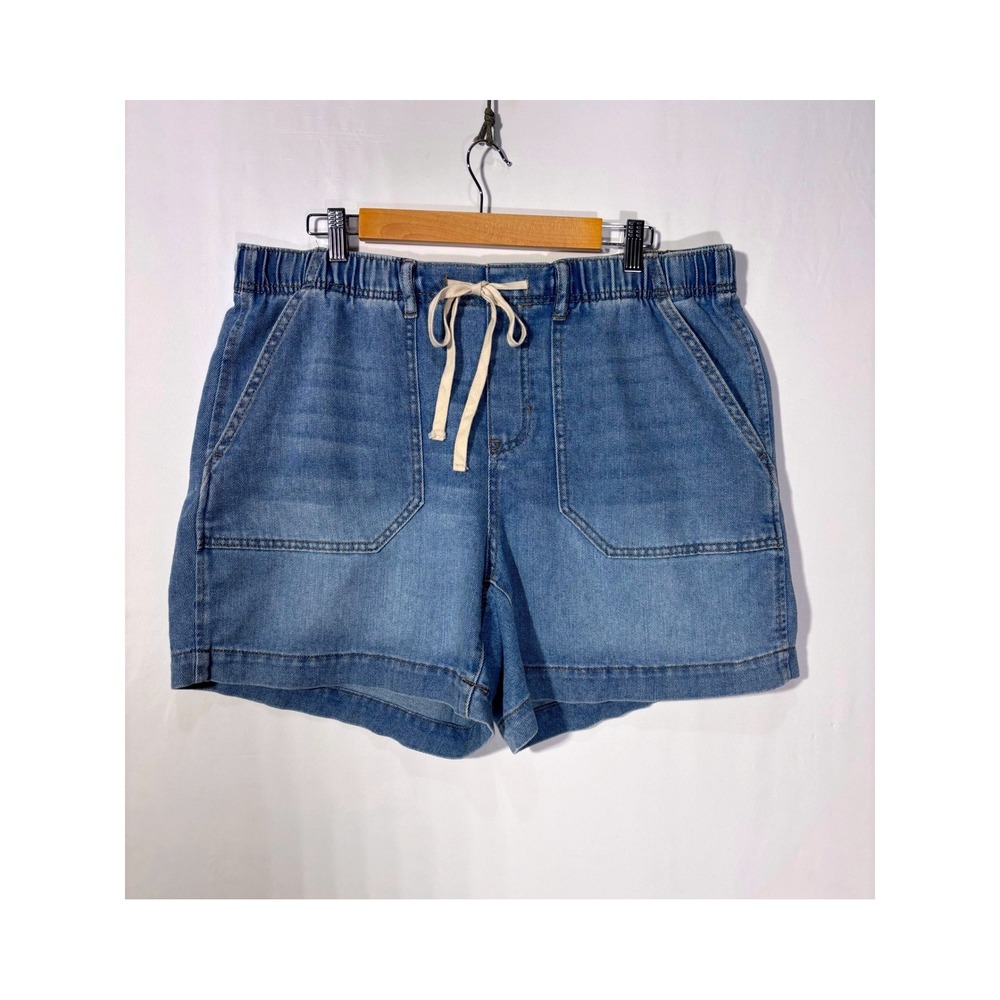 Casual Comfort Stitch Star Denim Pull On Shorts Womens 1X Blue